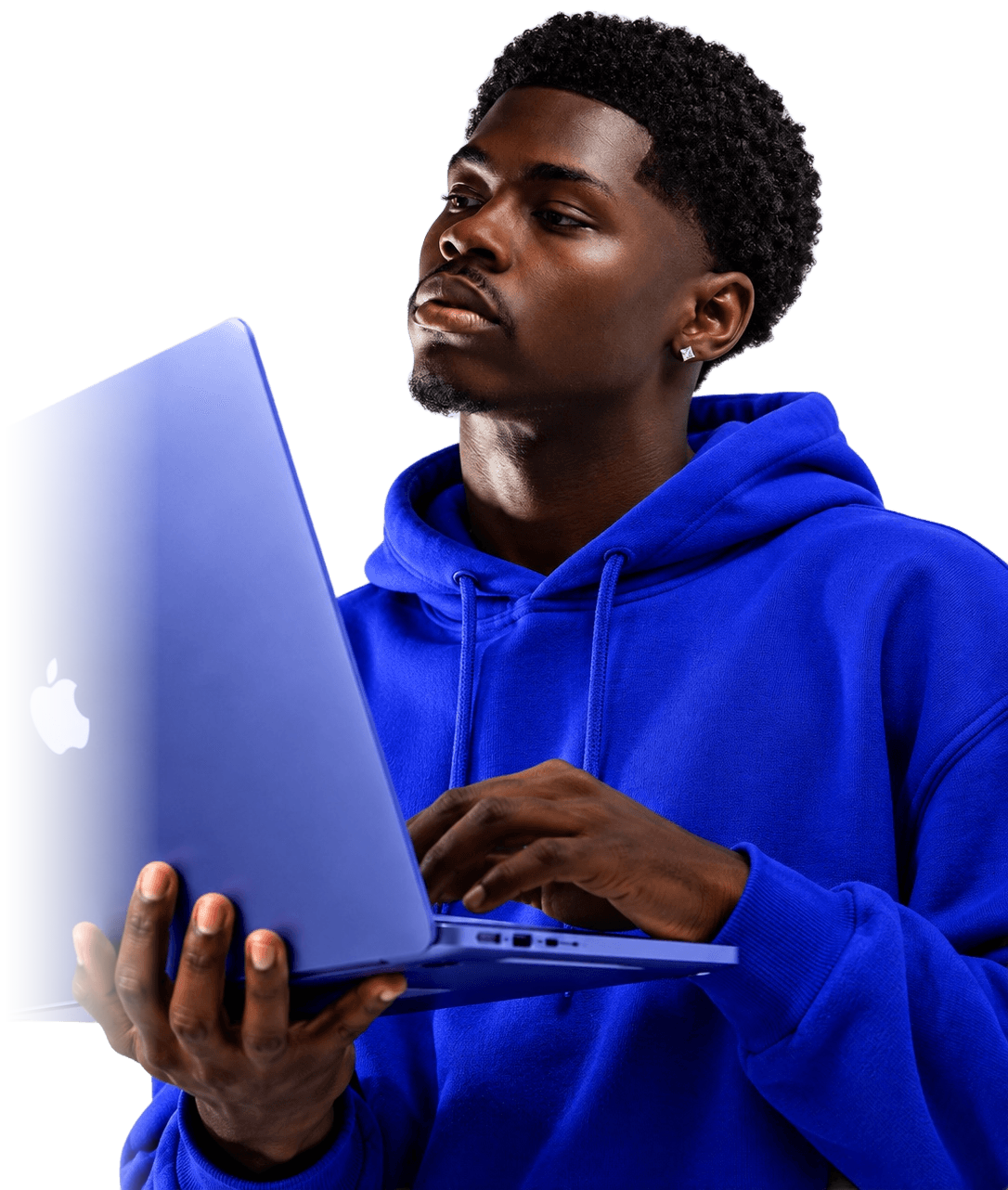 A Zaio student working on a laptop